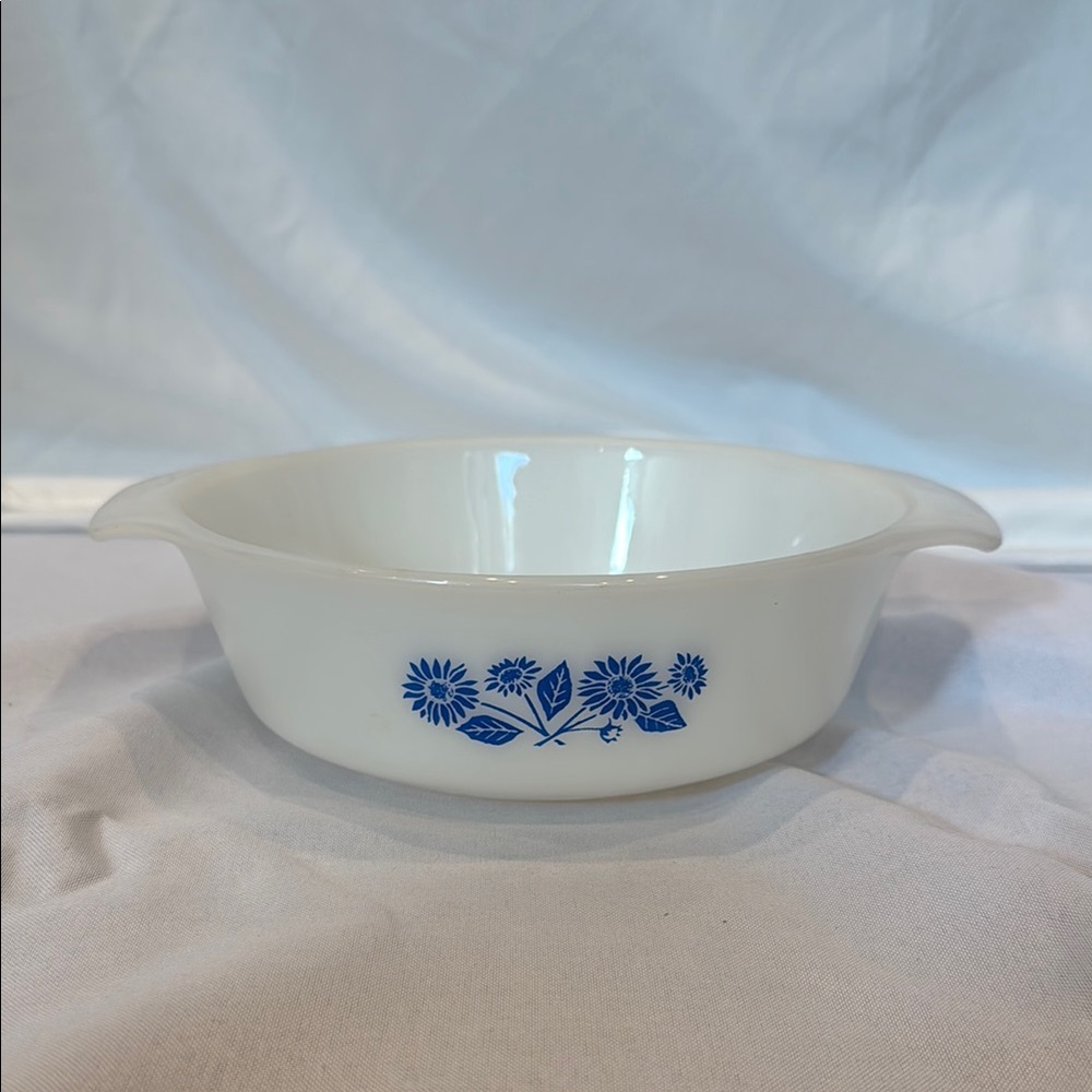 Vintage Anchor Hocking Fire King Blue Floral Bowl, 1 Quart